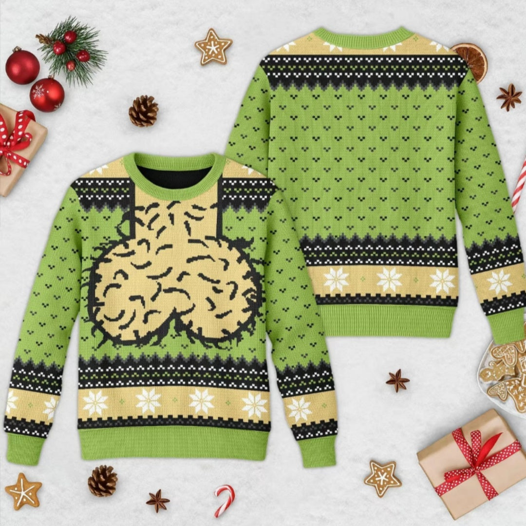 Christmas-themed Print Loose-fit Crewneck Sweater
