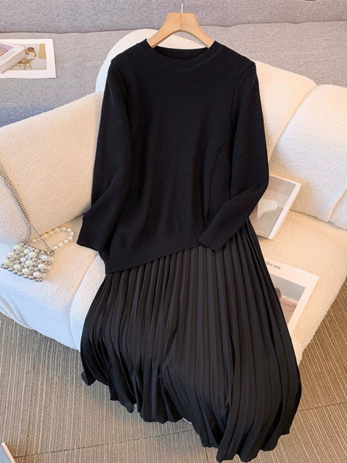 Irregular Patchwork Fake Two-Piece Dress For Women FallWinter