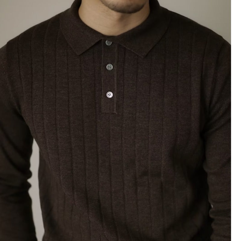 Lapel Long Sleeve Polo Shirt Casual Sweater