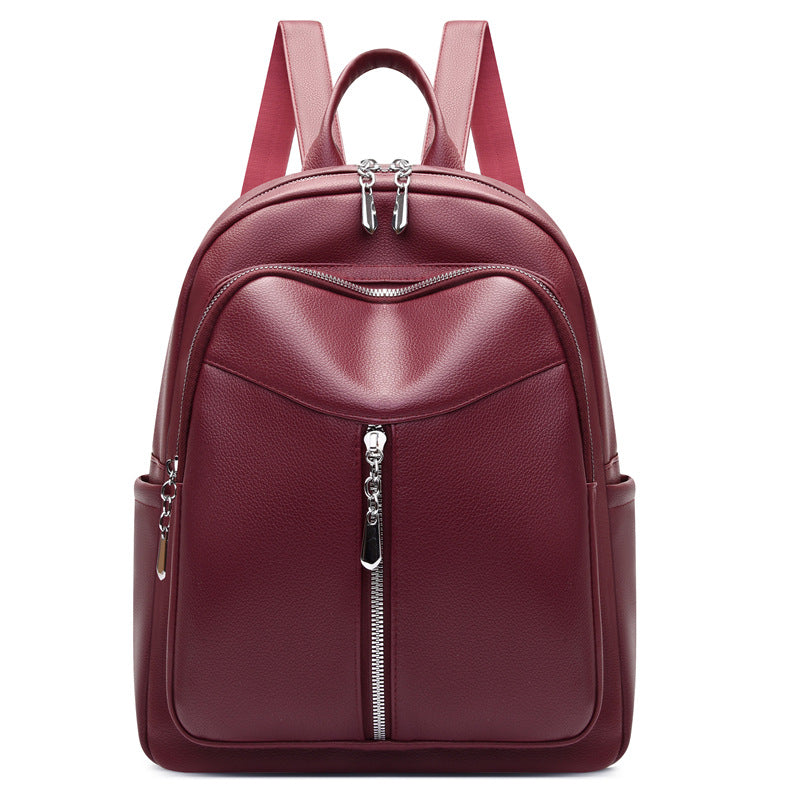 Women's Backpack Pure Color PU Leather Simple Everything Casual