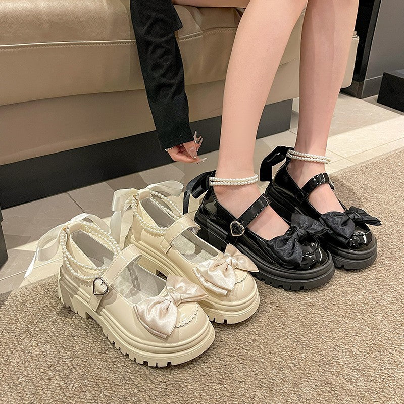 Vintage Bow With Skirt Japanese JK College Style Shoes