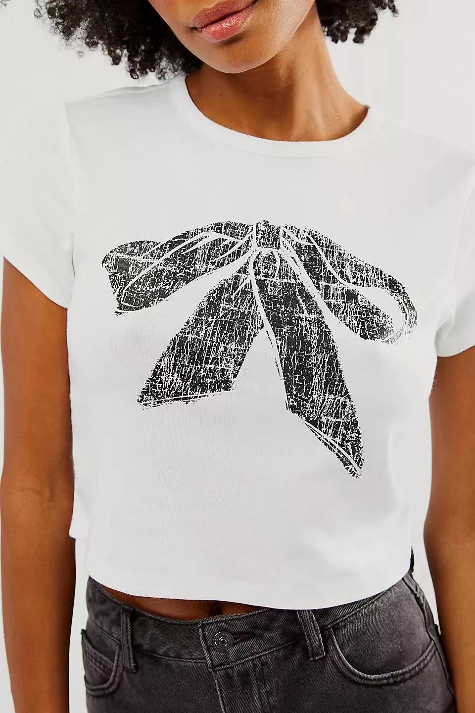 Women's Printed Short-sleeved Slim-fit Fashion Tops T-shirt