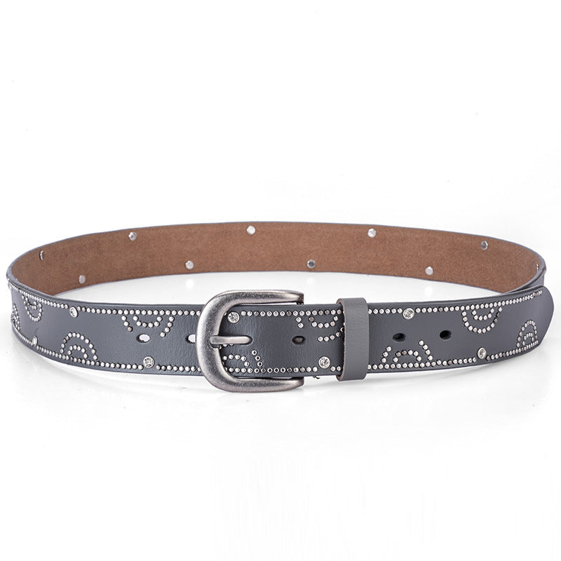 Girly Pants Belt With Rhinestone Inlaid Alloy Pin Buckle