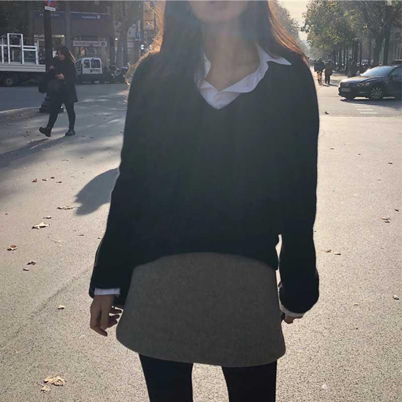 Women's Knitting Shirt V-neck Sweater Gentle Japanese Style