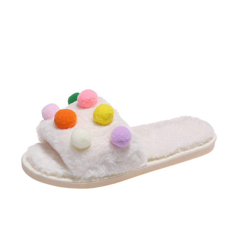Home Women's Polka Dot Platform Plush Slippers