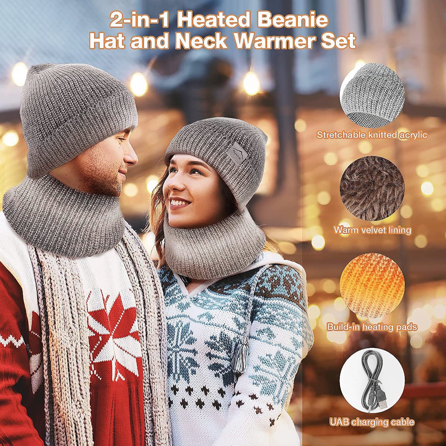 USB Electric Heating Keep Warm And Emit Heat Hat Outdoor Heating Scarf
