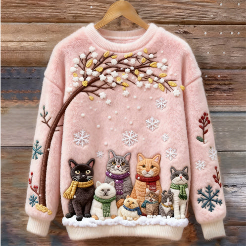 Digital-print Christmas Womens Crew-neck Sweatshirt For Fallwinter
