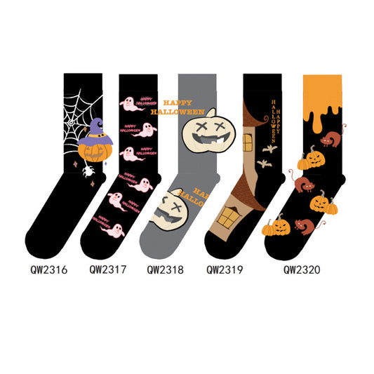 Halloween Man And Woman Cartoon Four Seasons Tube Socks
