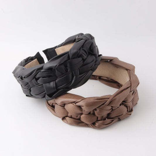 Wide Side Simplicity Woven Leather Headband Women's Leisure Street Shot Headdress