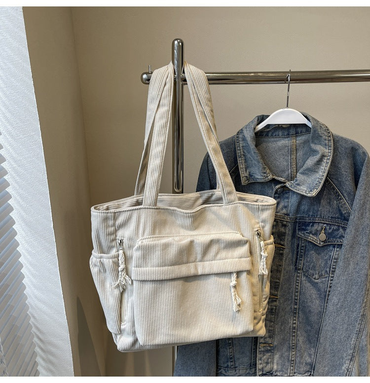 Corduroy Casual Versatile Large Capacity Bag