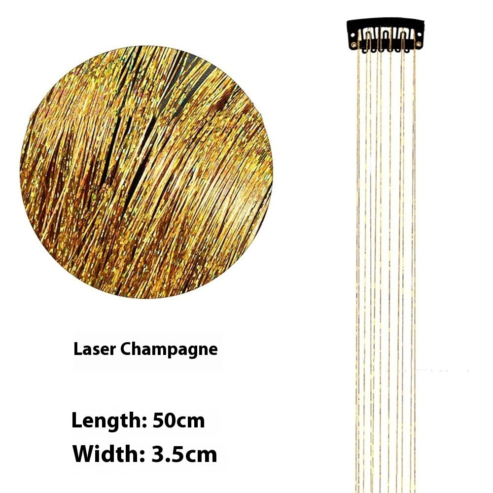 European And American Gold And Silver Wire Clip Wig Female Laser Wire