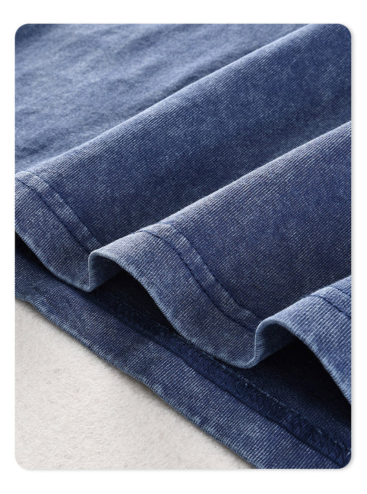 Solid Blank Ribbed Sleeve T Shirt
