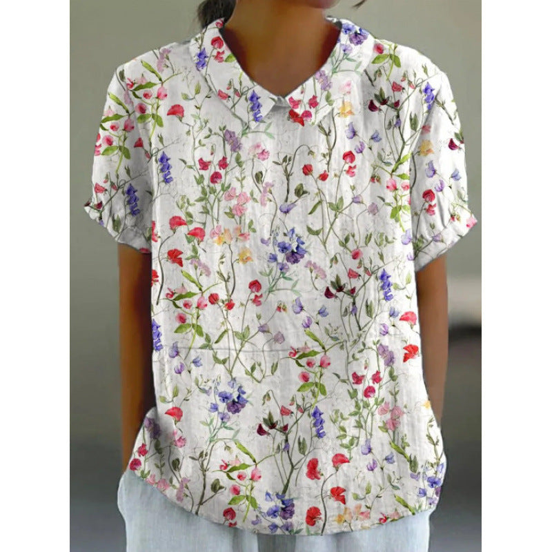 Women's Short Sleeve Printed Pullover