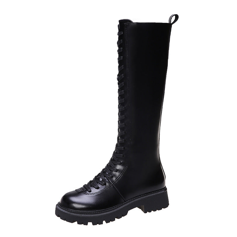 Retro Brown Boots Female Front Lace