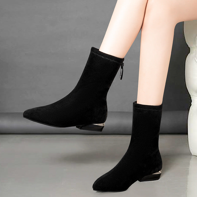 Round Toe Thick Heel Slim Fashion Women's Boots