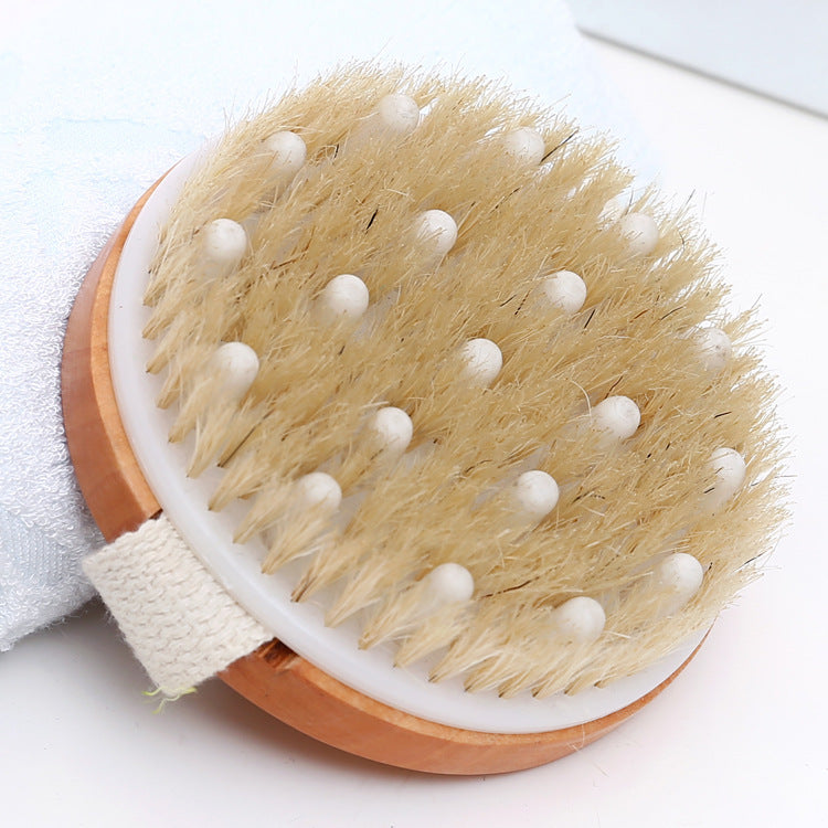 Bamboo Handleless Oval PPR Soft Bead Bristle Bath Brush SPA