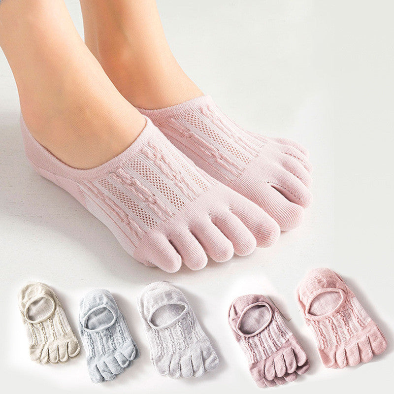 Ladies Pure Cotton Deodorant Socks Sweat Absorbing Invisible Five Finger Socks