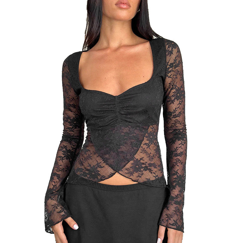 Europæisk og amerikansk stil Elegant, slim fit, sexet, blonde smock-top til kvinder med slids