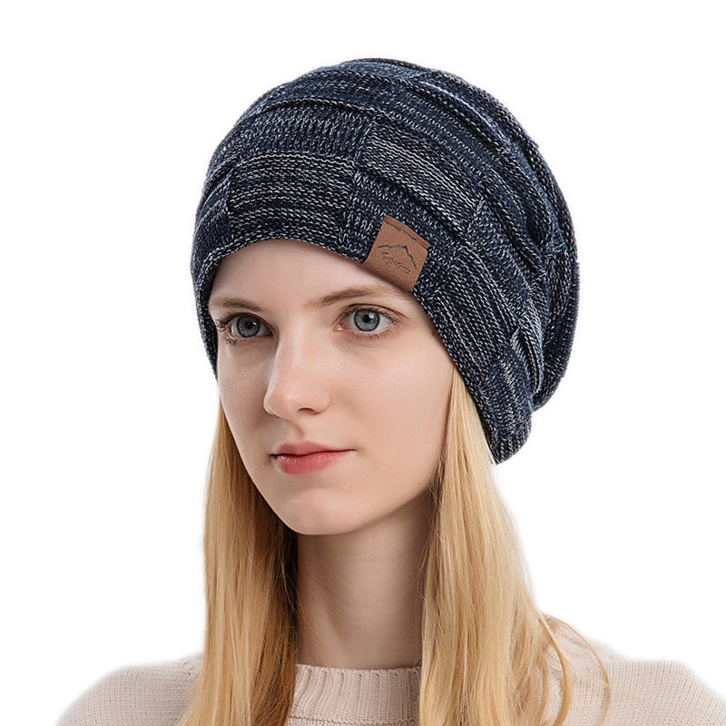 Fleece Mixed Color Versatile Knitted Hat For Warmth