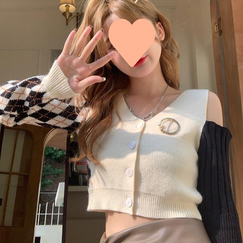Off-the-shoulder Knitted Cardigan For Women