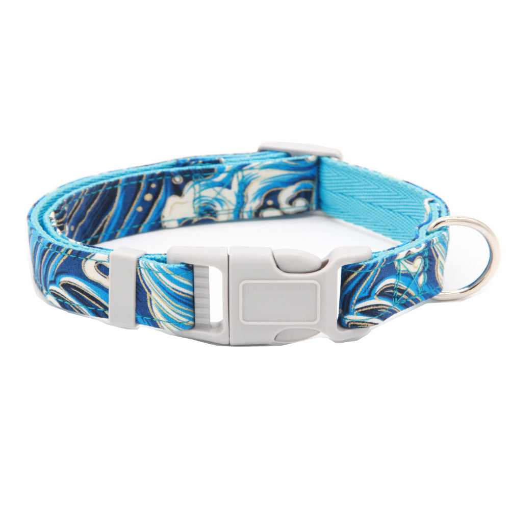 Dog Collar Adjustable Pet Collar Floral Bow Floral Fabric Ribbon Thickened Double Layer