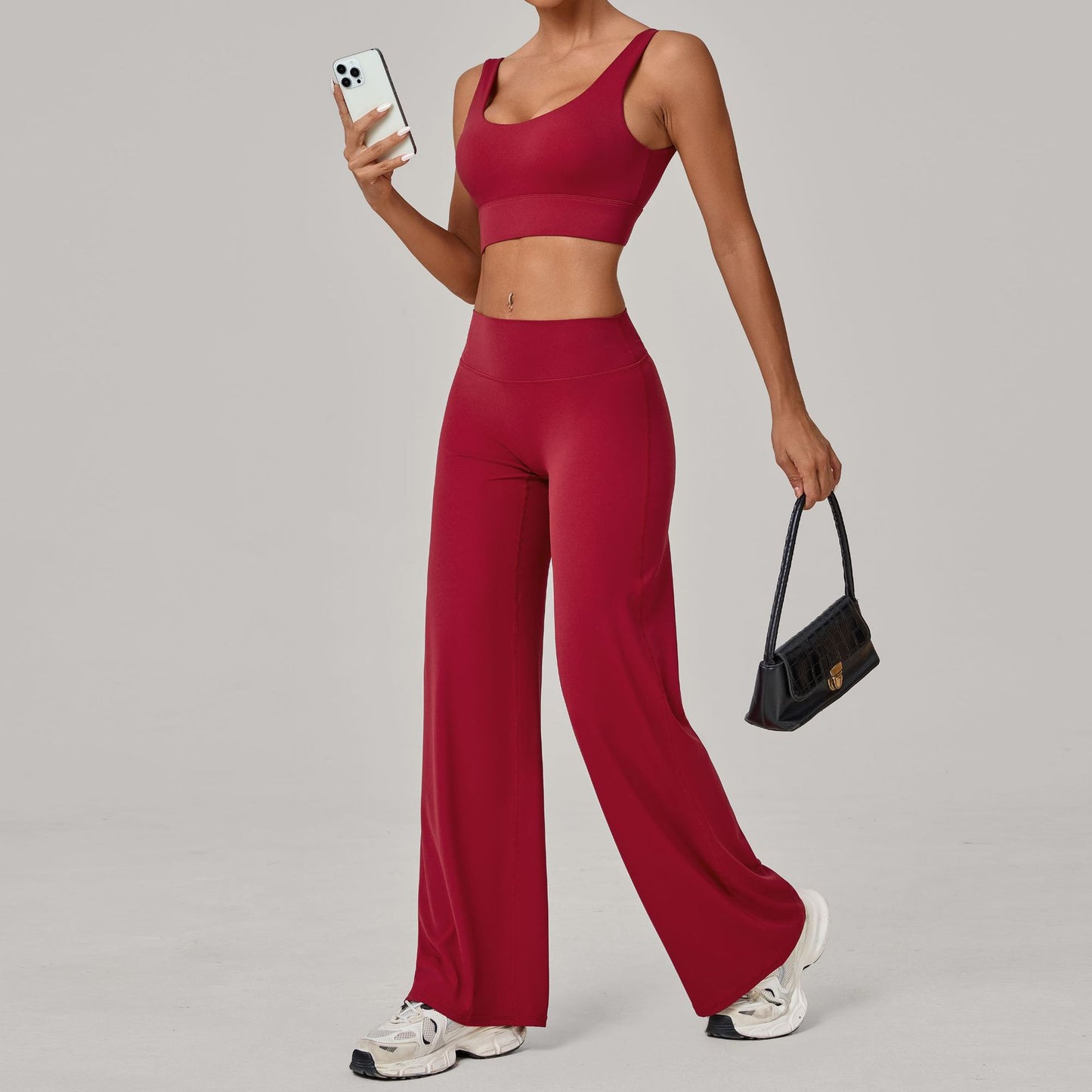 Racerback Bra And Straight-leg Pants Yoga Set Quick-drying Workout Outfit