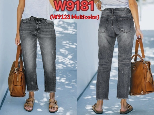 Women's Ripped Straight Stretch-free Jeans