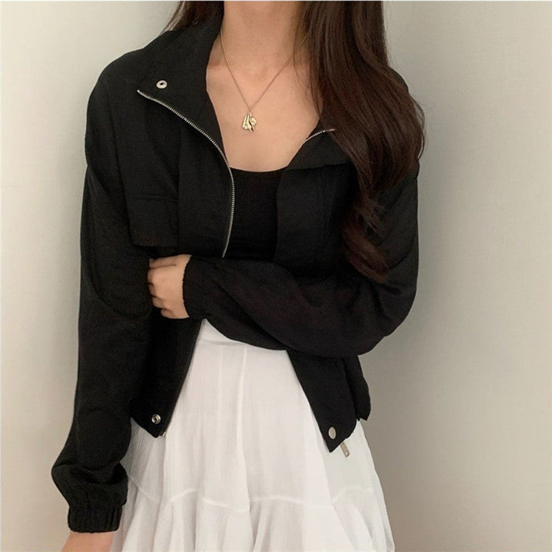 Utility Stand Collar Large Pocket Oversized Jacket Top