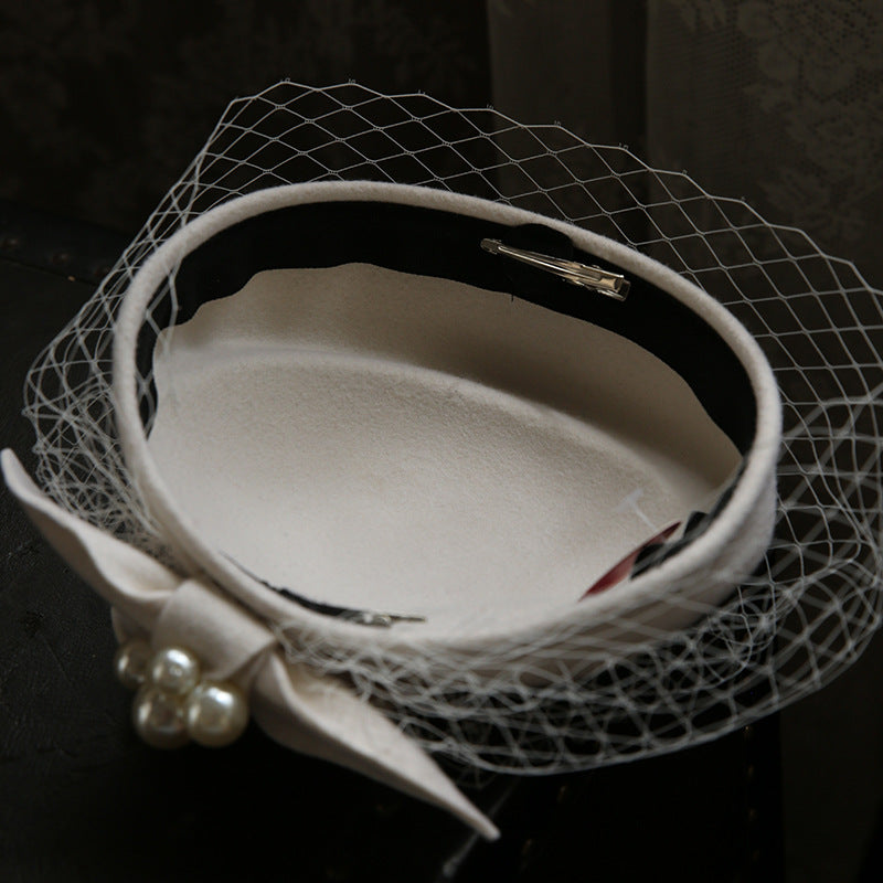Fransk Elegant Britisk Vintage Mesh Baret