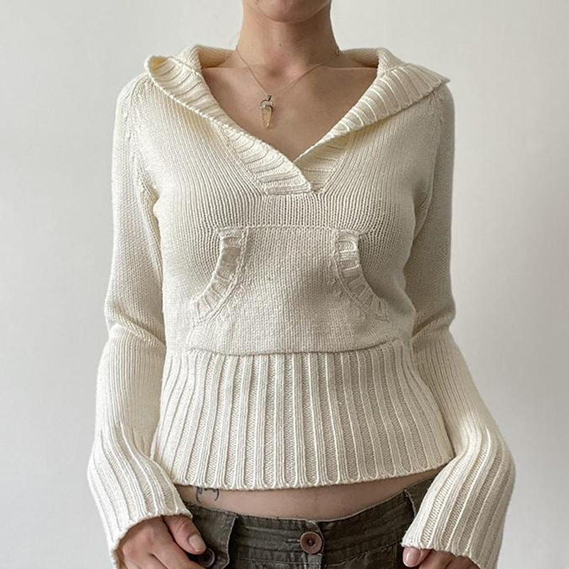 Street Babes Retro High Waist Pocket Hooded Sweater