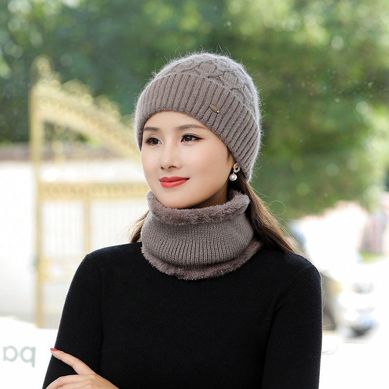 Women's Fleece Warm Wool Hat Scarf Suit