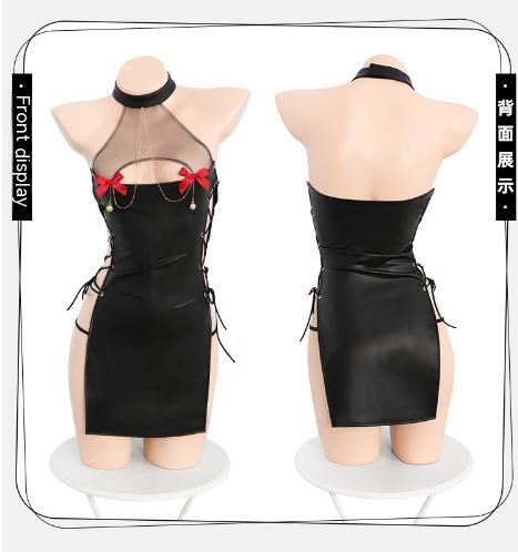 Bell Bowknot Decoration Chest Jumpsuit Leather Skirt Underwear Sexy Suit