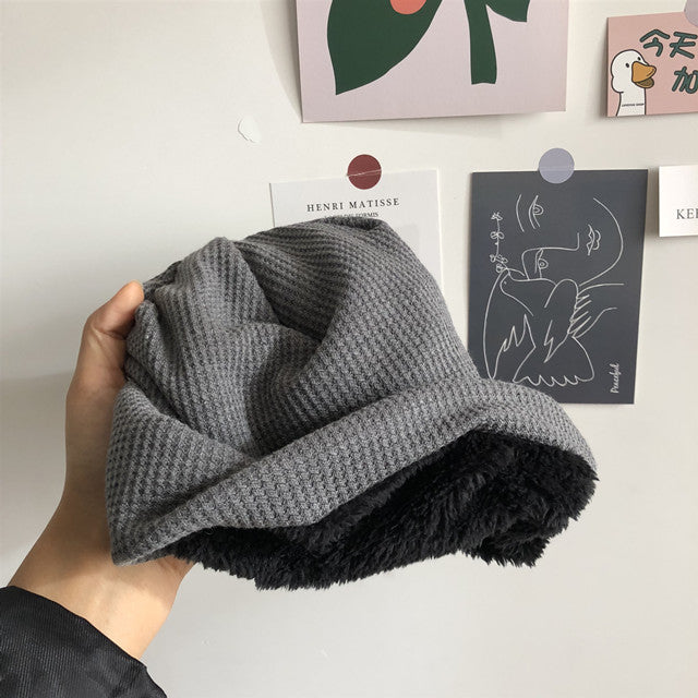 Knitted Net Red Pile Hat Head Scarf