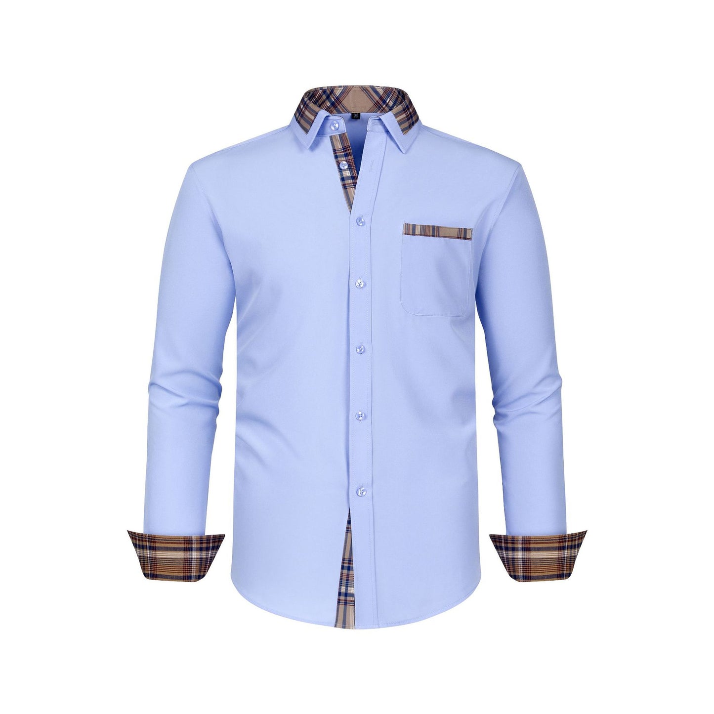 Mens Long-sleeve Shirt With A Patchwork Floral Collar