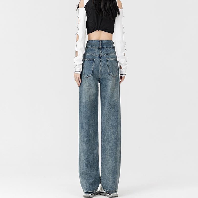 Women's New Fleece-Lined Thickened Loose-Fit Slimming Wide-Leg Denim Jeans
