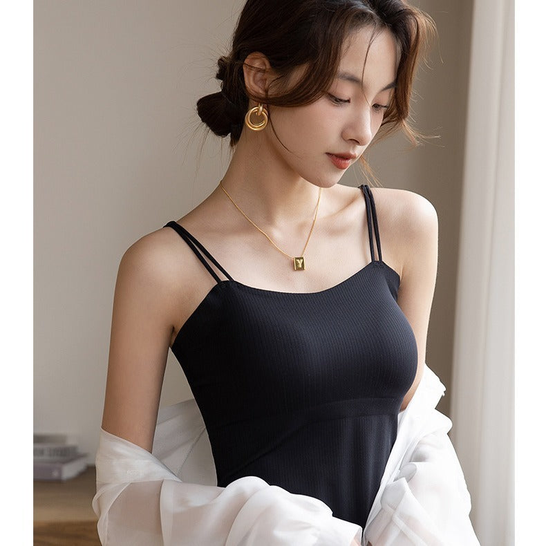 One-piece Push Up Breast Holding Long Underwear Spaghetti-strap Slip