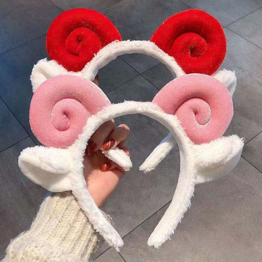 Hoop Cute Plush Sheep Horn Headdress Sweet Lady