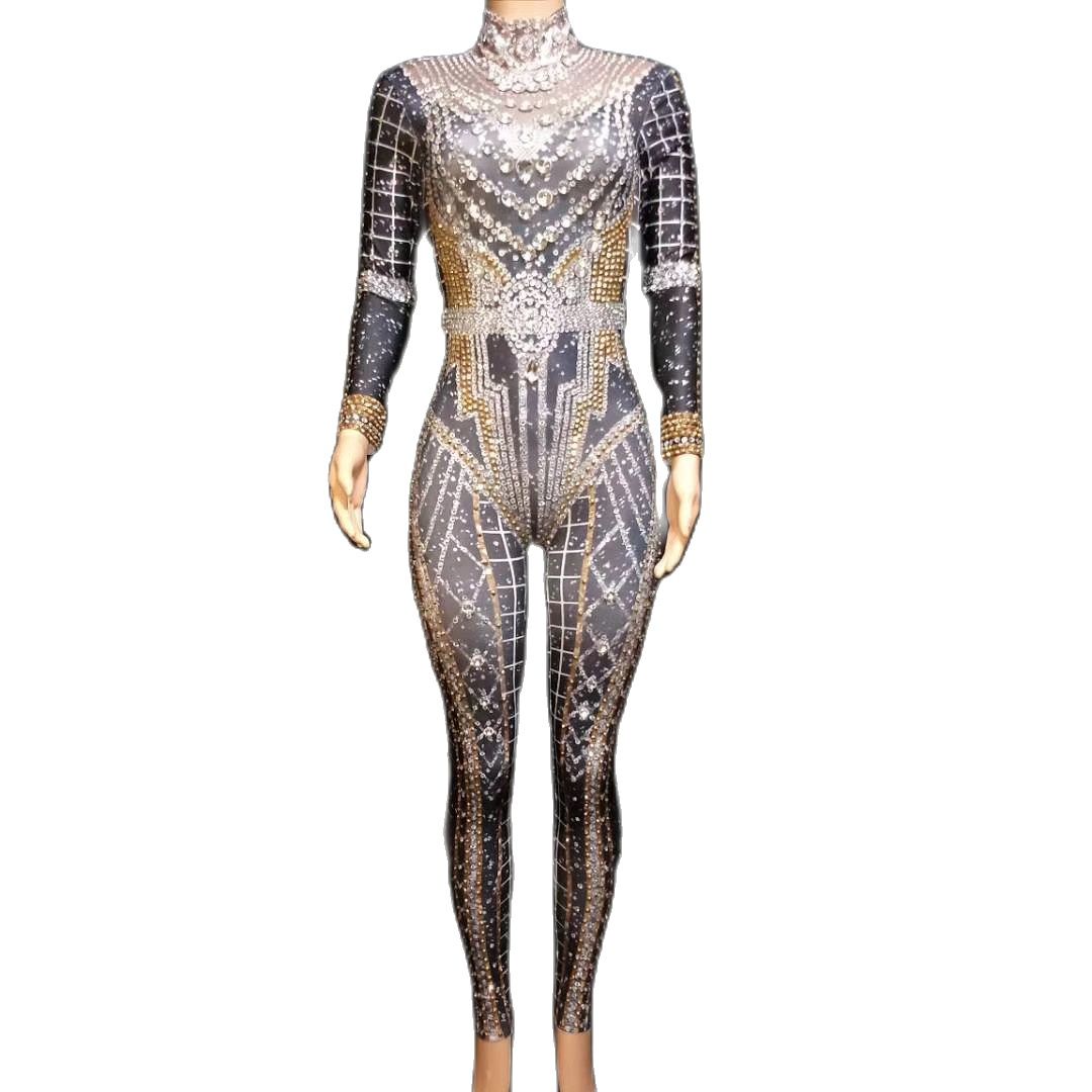 Women's Fashion Casual Simple Rhinestone Jumpsuit