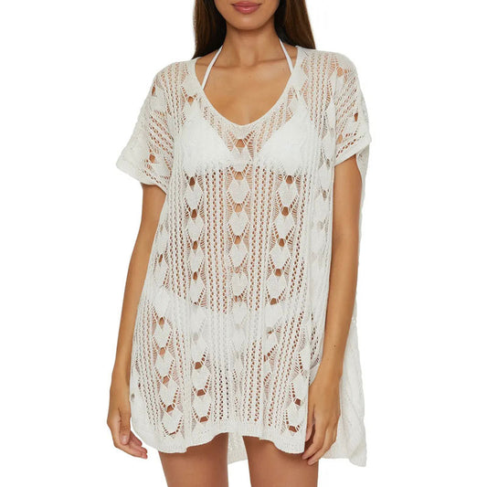 Sexy Knitted Hollow-out Deep V-Neck Loose Bikini Top