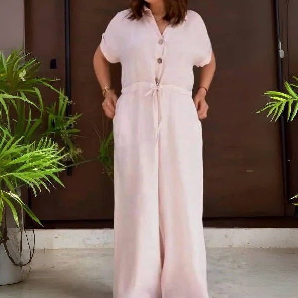 Loose Solid Color Wide Leg Jumpsuit