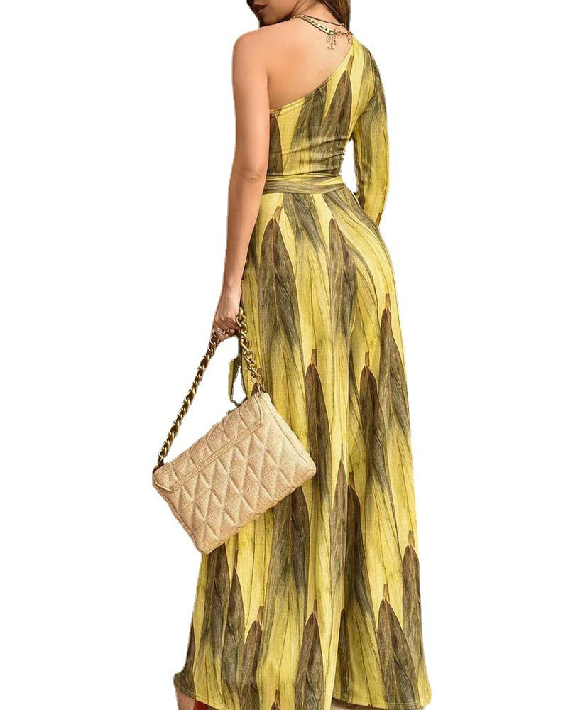 Vintage French-style Long Dress With A V-neck Jumpsuit