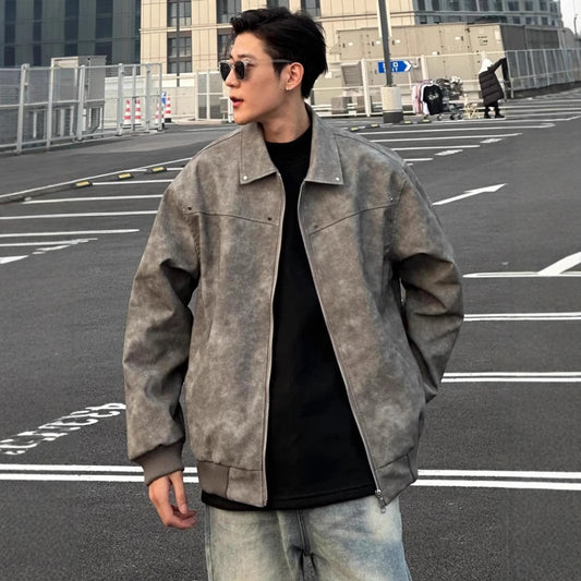 Men's Loose Suede Fabric Jacket Casual Jacket