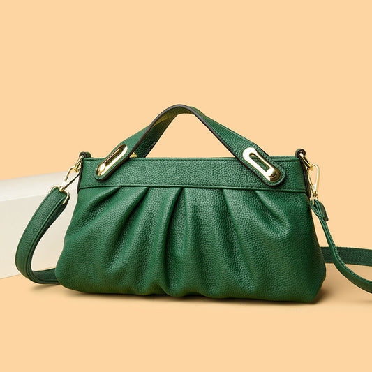 Leather Niche Pleated Shoulder Crossbody Bag