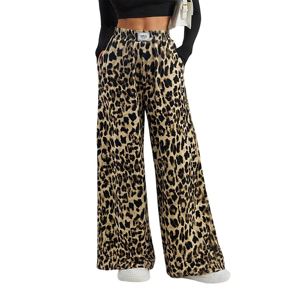 Women's Retro Stylish Leopard Print Wide-leg Pants
