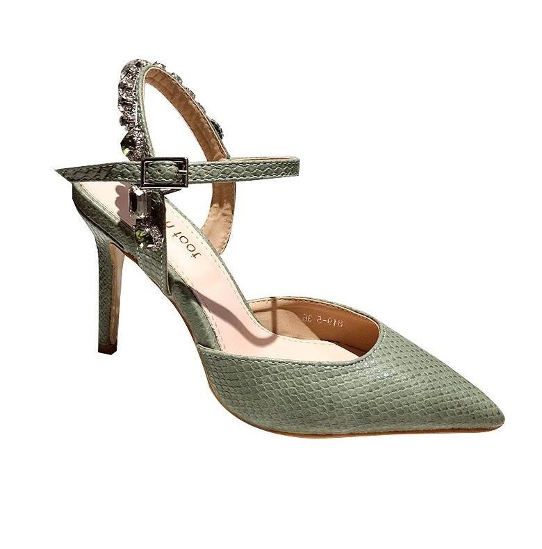 Pointed Toe Sandals Fashion Stiletto Heel Rhinestone Snake Pattern