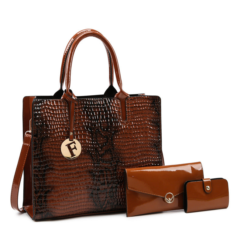 European And American Retro Women's Hand-held Crossbody Bag Three-piece Set