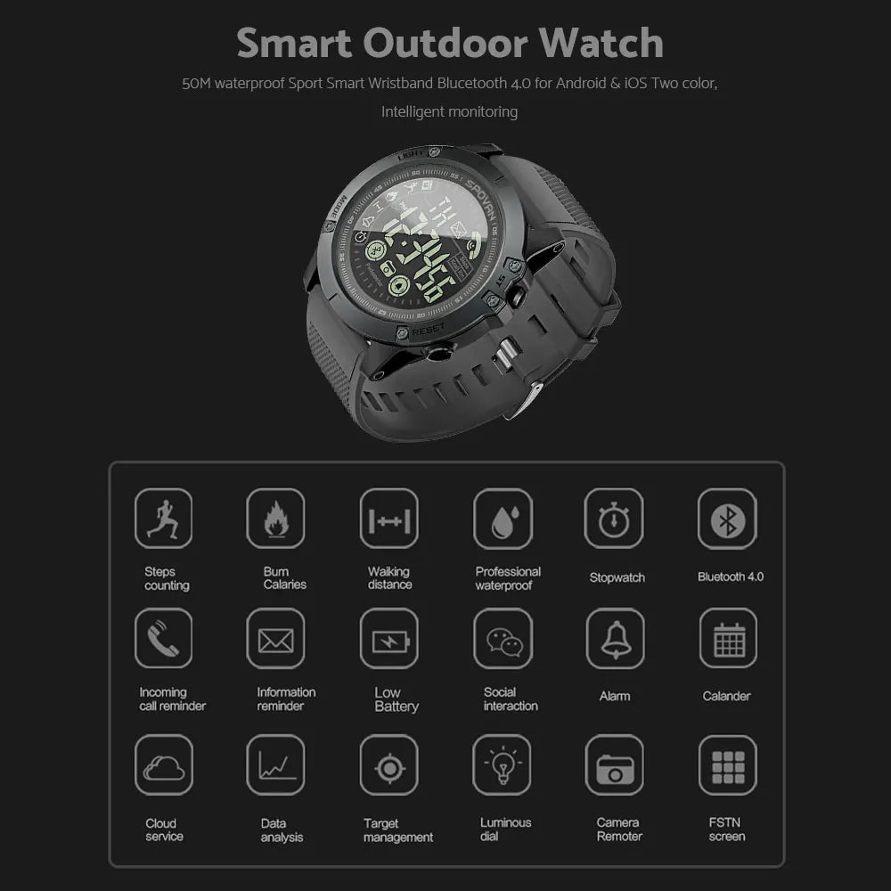Sport Smart Watch Men Professional 5ATM Waterproof Bluetooth Call Reminder Digital Alarm Clock for Ios Android Phone