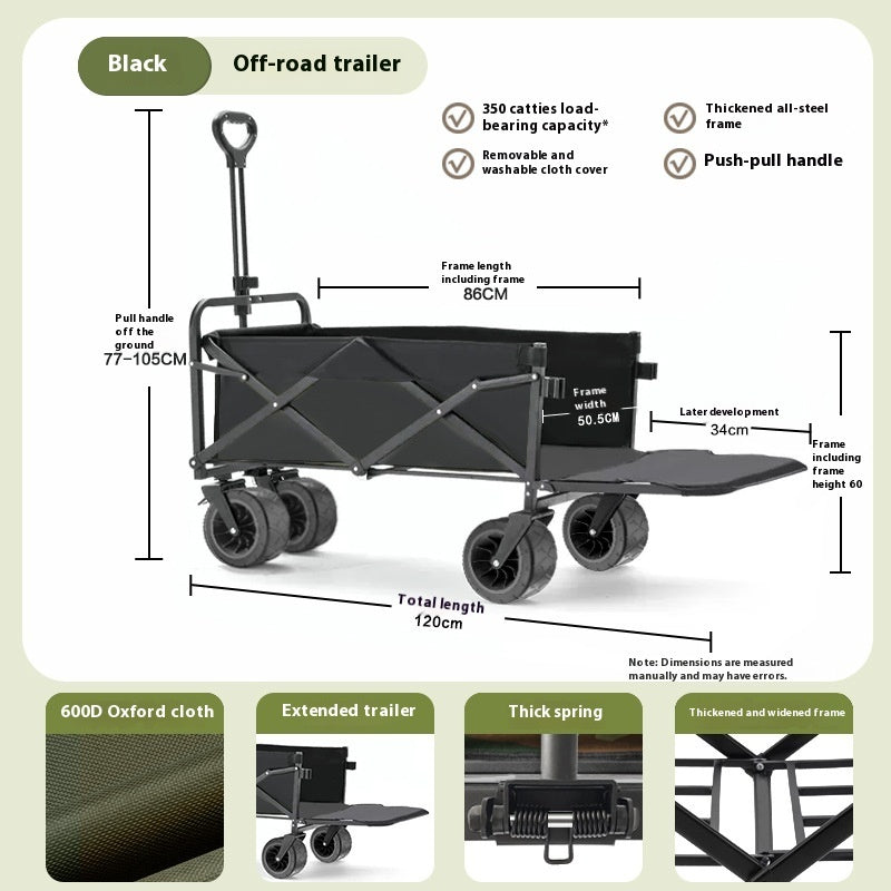 Rear Camp Trailer Outdoor Folding Oversized Camping Hand Buggy