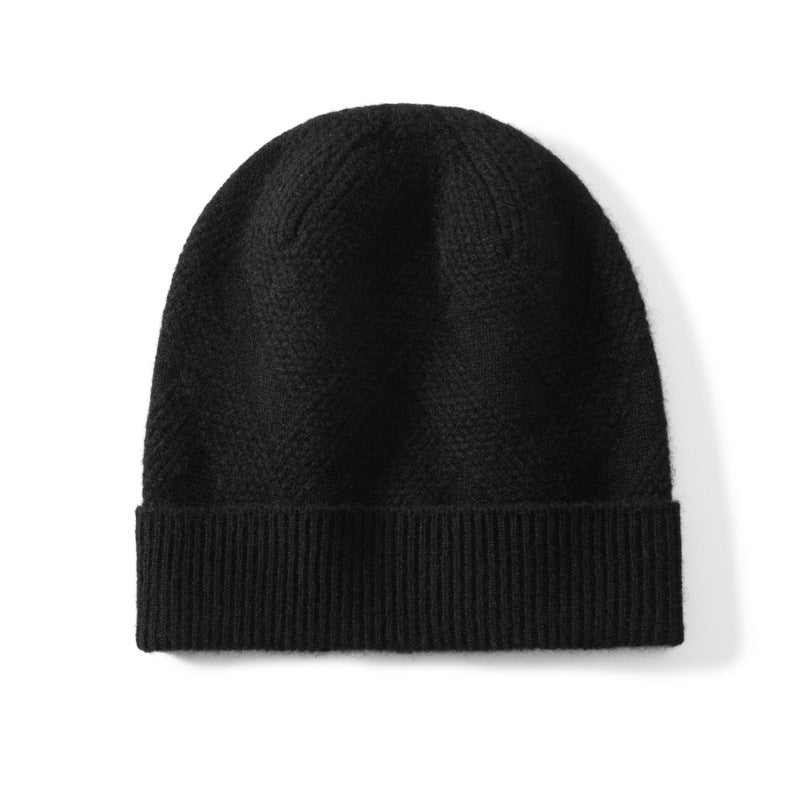 Pure Cashmere Hat Women's Thickened Wool Knitted Twisted Flower