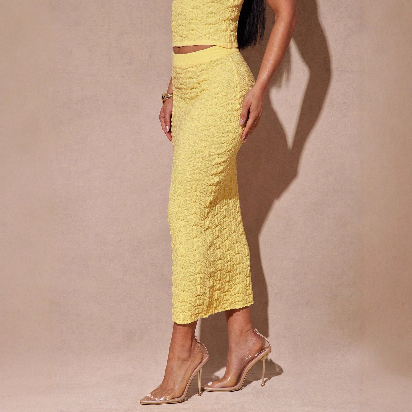 Solid-color Mid-length Sexy Cross-border High-waist Bodycon Skirt